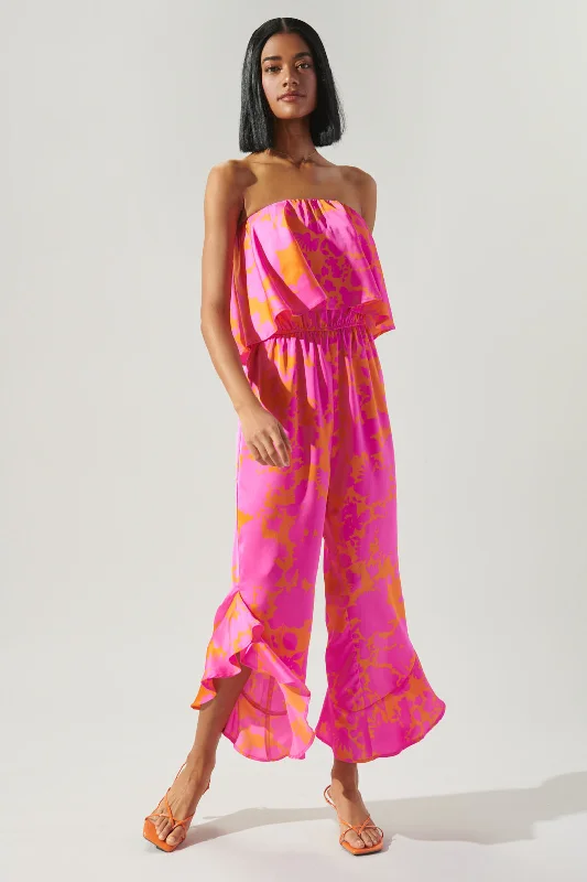 Lava Flow Strapless Wide Leg Jumpsuit