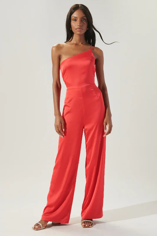 Le Disko One Shoulder Satin Jumpsuit