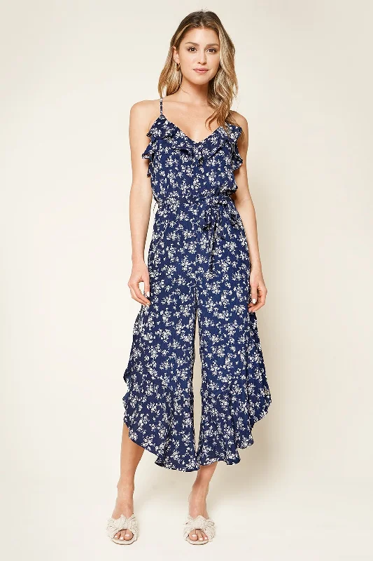 Lea Floral Print Ruffled Jumpsuit