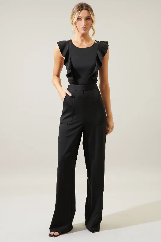 Lucki Back Cut Out Ruffle Jumpsuit