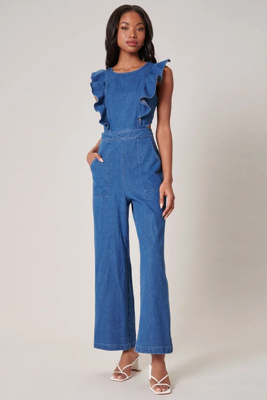 Lucki Denim Back Cut Out Jumpsuit