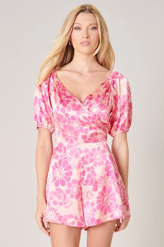 Pink Paradise Satin Everheart Romper