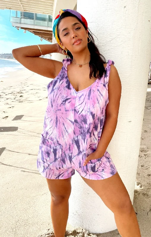 Tilda Tie Romper ~ Purple Tie Dye