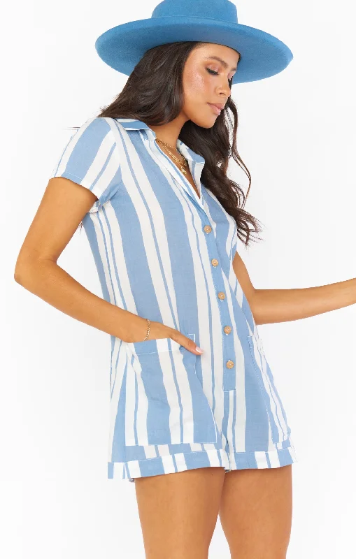 Yvette Romper ~ Sailboat Stripe