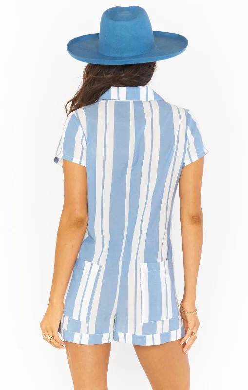 Yvette Romper ~ Sailboat Stripe