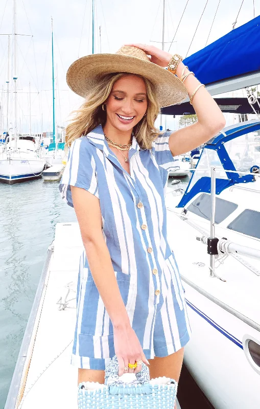 Yvette Romper ~ Sailboat Stripe